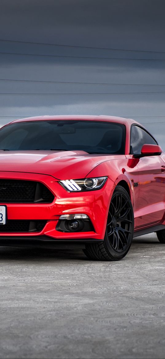 ford mustang, ford, car, red, front view