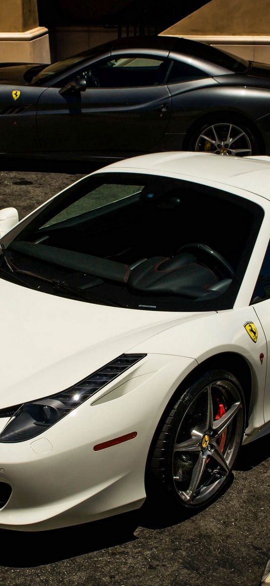 white, black, california, ferrari, italy