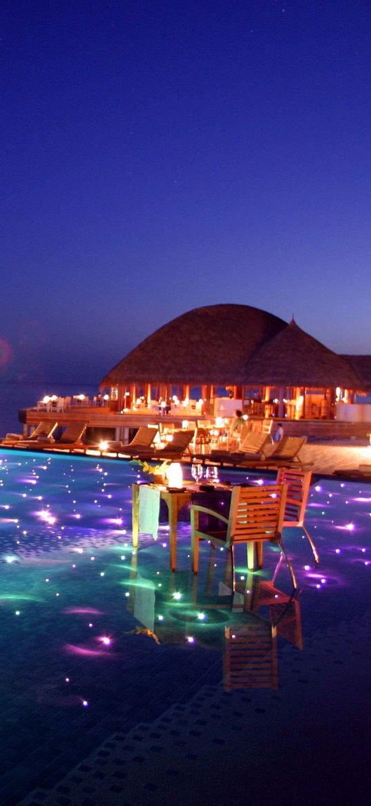 maldives, tropical, resort, evening