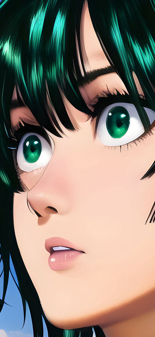 fubuki, one punch man, anime girls, anime, green eyes, face