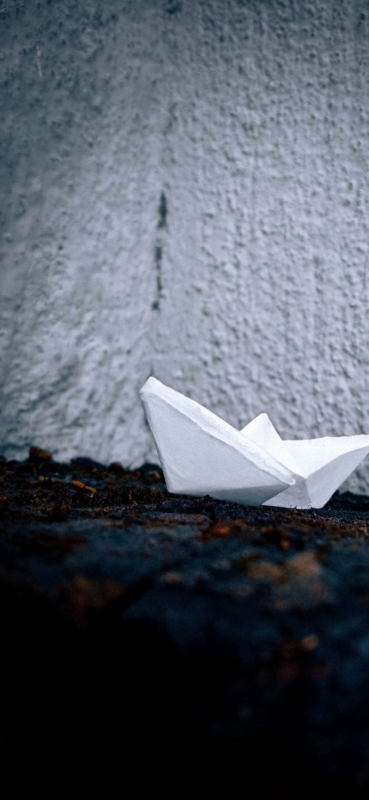 paper boat, origami, wall, white