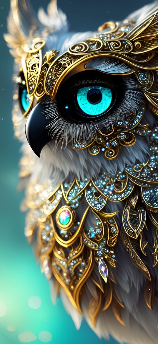 owl, bird, jewelry, fantasy, ai, art