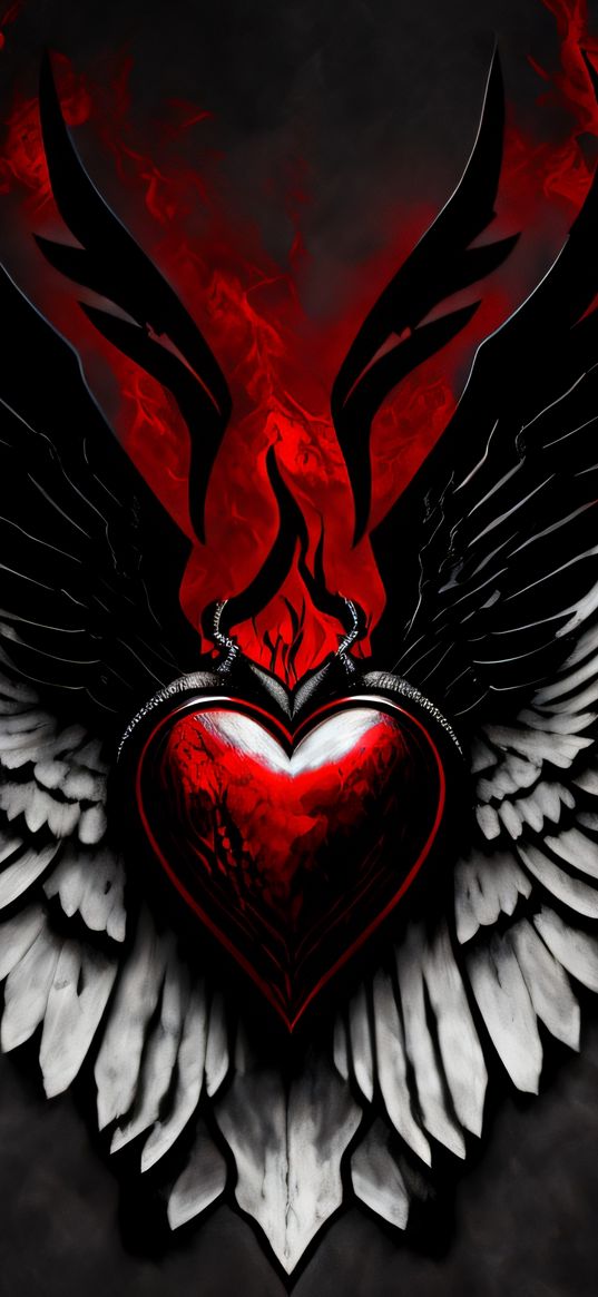 heart, wings, angel, love, art