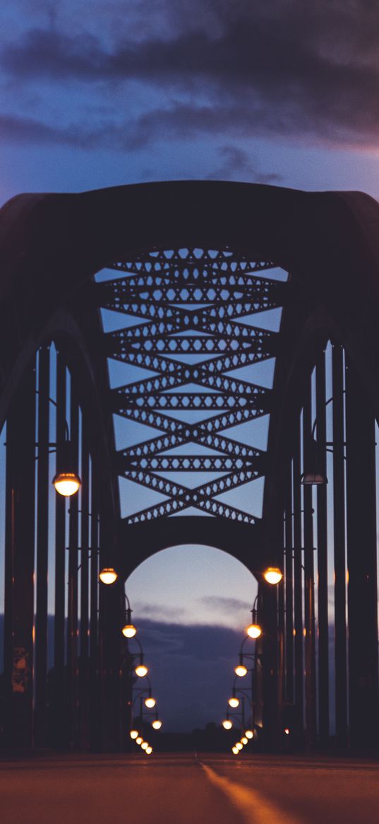 road, lights, arch, evening