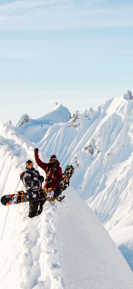 snowboarders, snowboard, mountains, snow, winter, extreme, sports