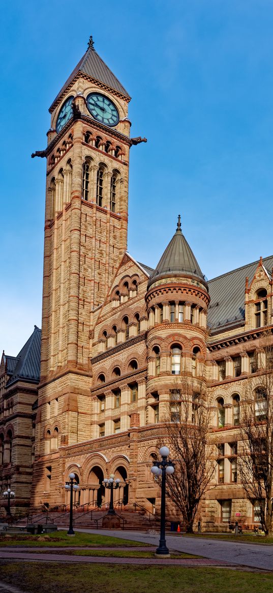 building, towers, architecture, trees, lights