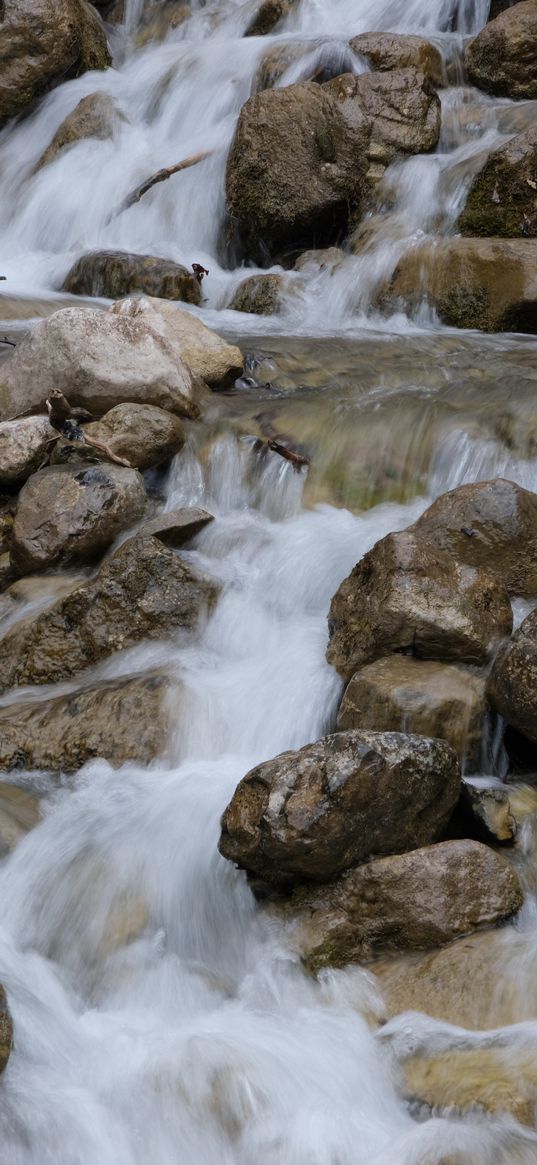 stream, cascade, stones, landscape