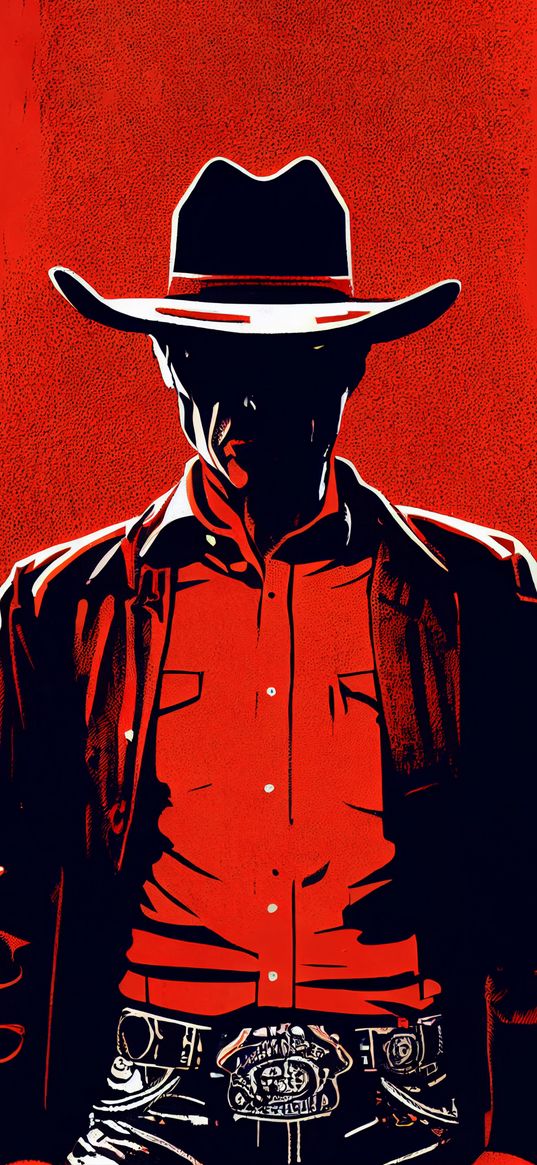 sheriff, cowboy, man, hat, black, red, ai, art