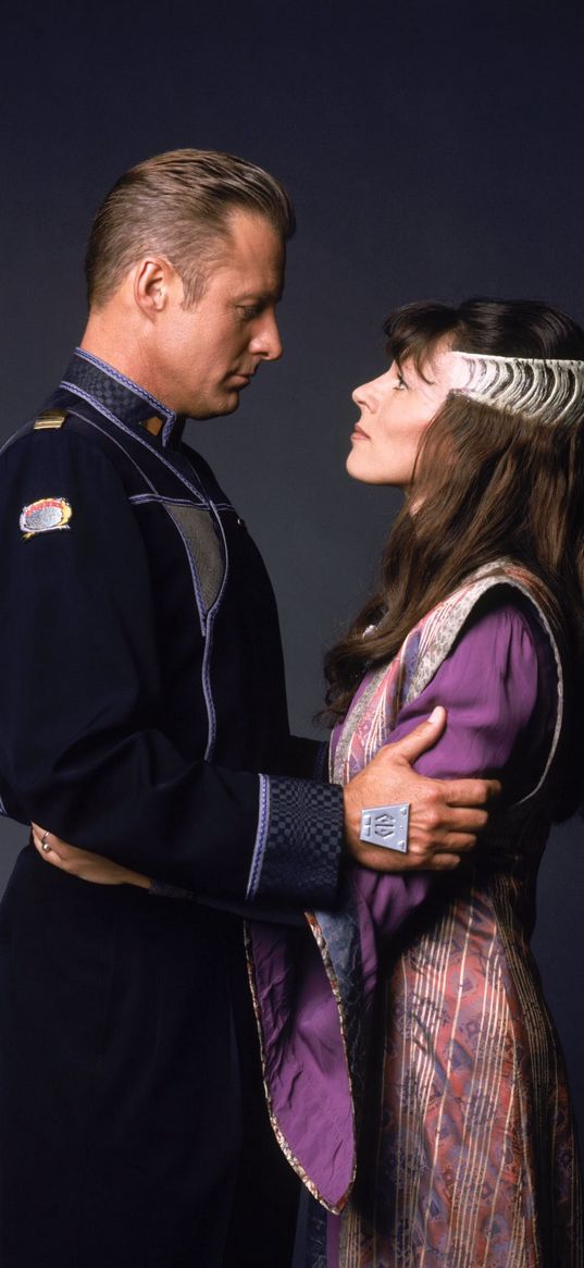 sheridan, delenn, babylon 5, tv series, couple, love, dark background