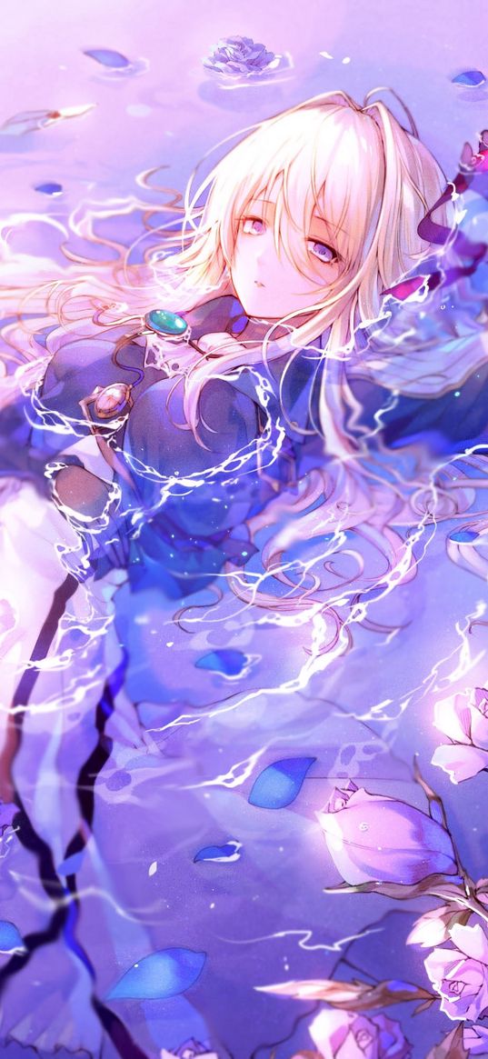 violet, violet evergarden, fan art, girl, water