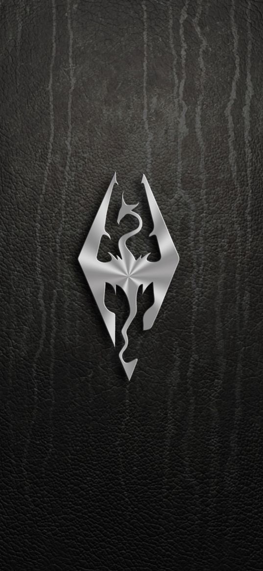 skyrim, logo, sign, dragon, silver