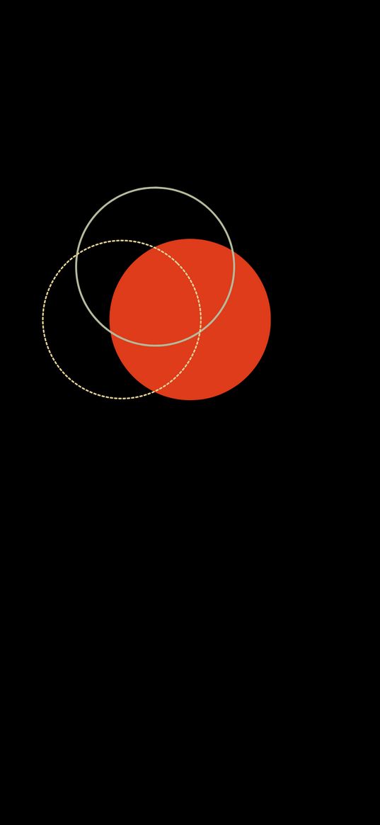 circles, black, red, dotted line, geometry, minimalism