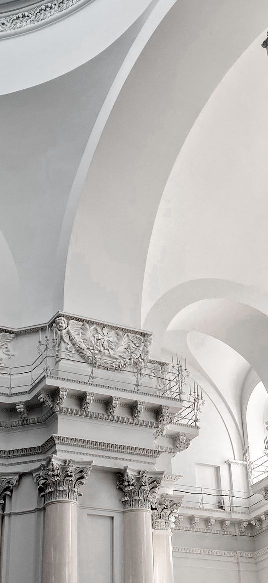 architecture, church, columns, light, white