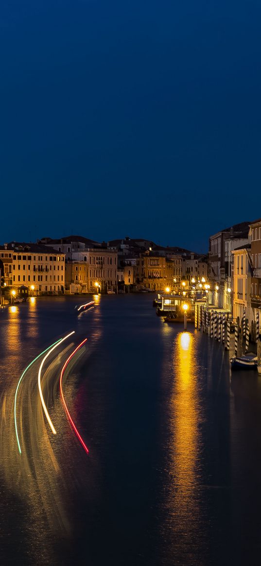 grand canal, venice, italy, canal, freezelight, night