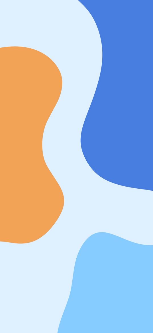 orange, white, blue, spots, abstraction, art