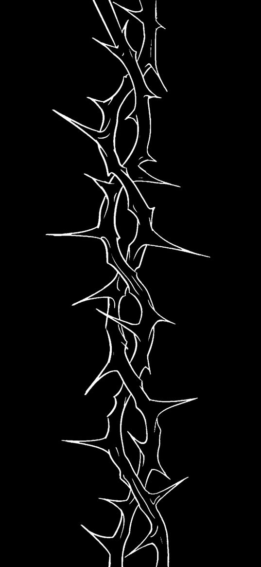 illustration, minimalism, black, branch, thorns