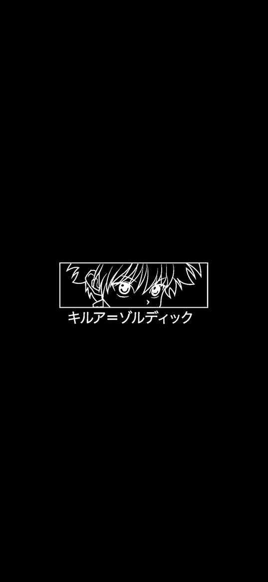 hunter x hunter, anime, minimalism, black, illustration, words