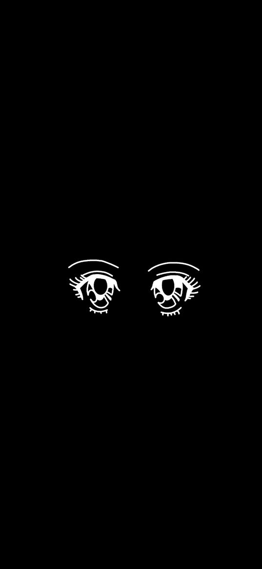 eyes, anime, black, minimalism, illustration