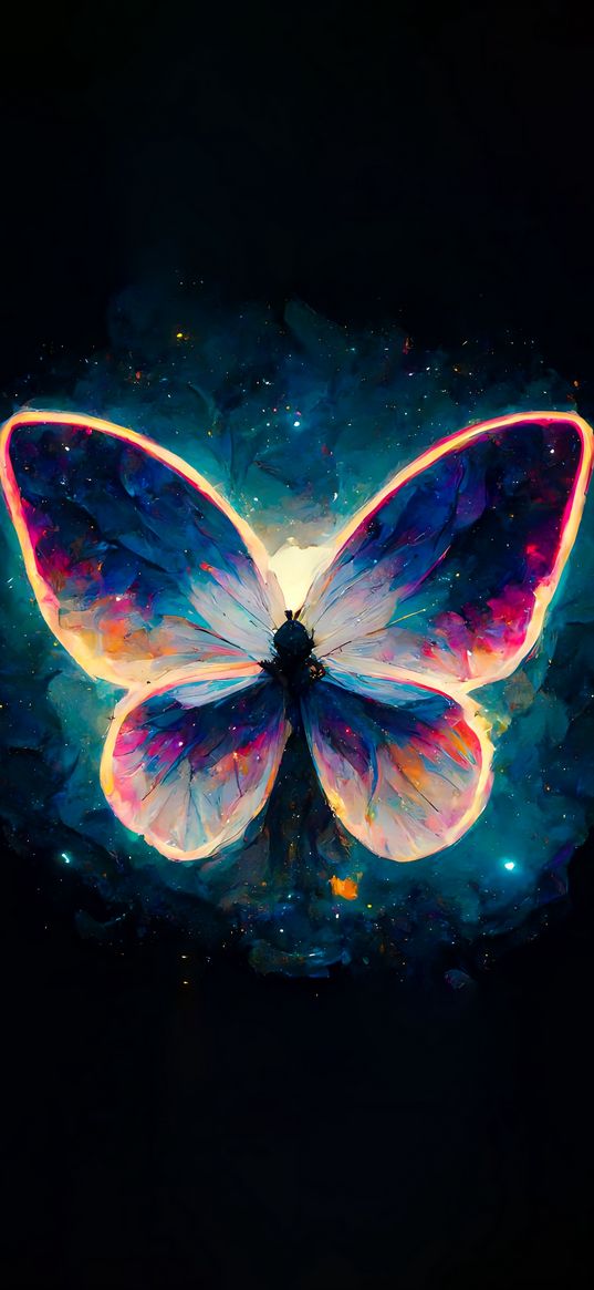 butterfly, art, colourful, space, black