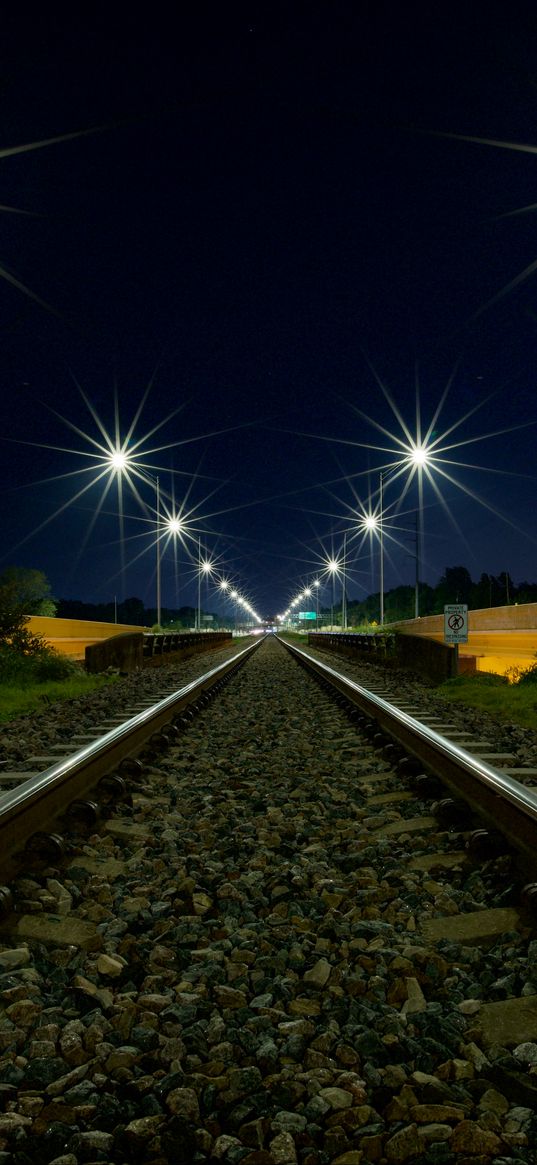 railroad, lights, light, gravel