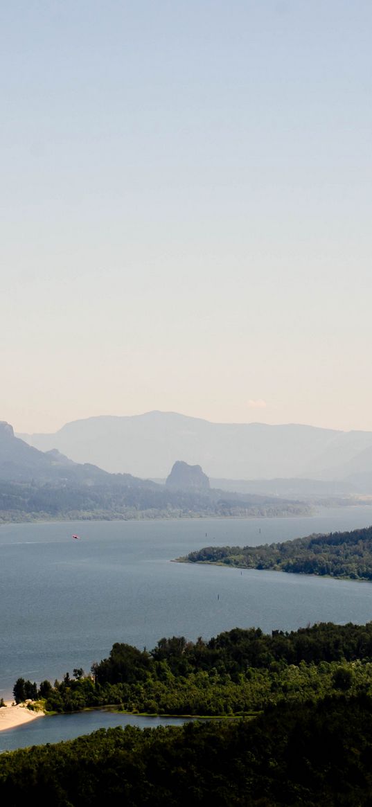 mountains, sea, strait, island, landscape