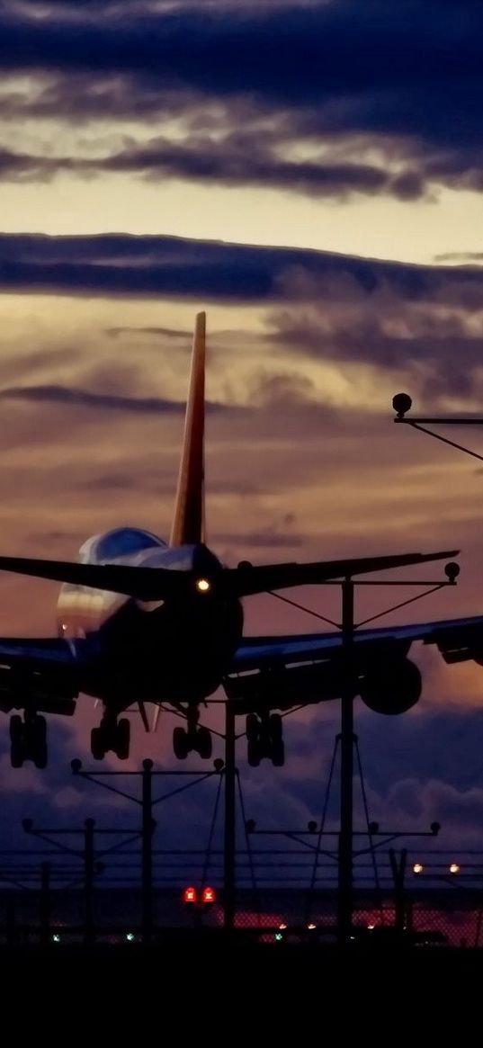 plane, sky, traffic, night