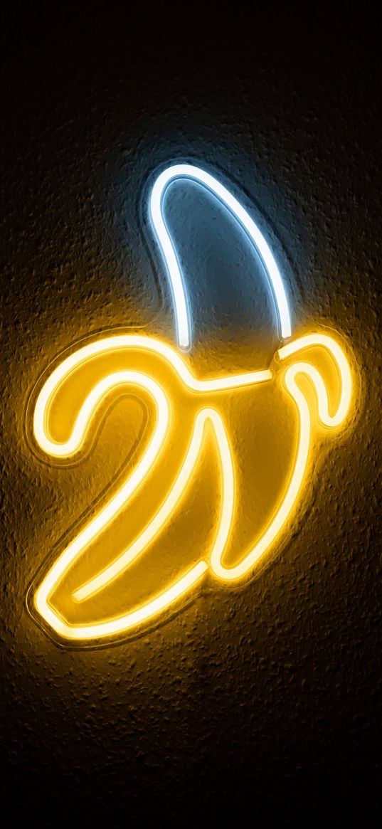 banana, fruit, neon, neon sign