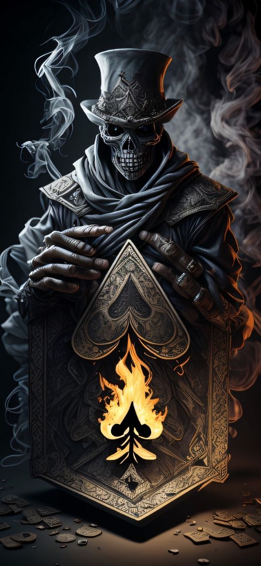 fire, map, skeleton, hat, enchantment, dark, art