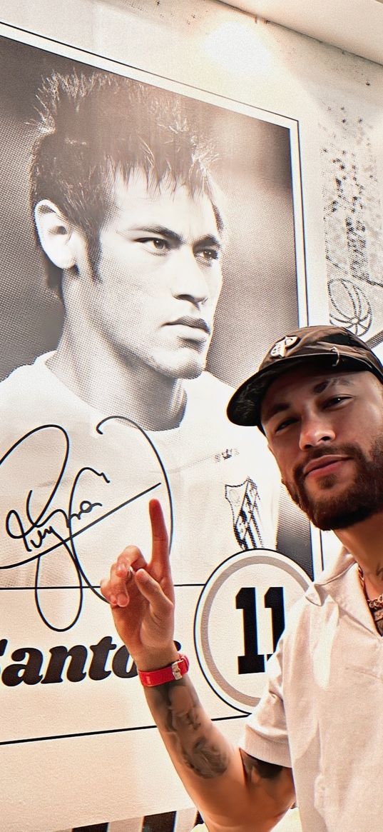 neymar, soccer player, santos, cap, famous