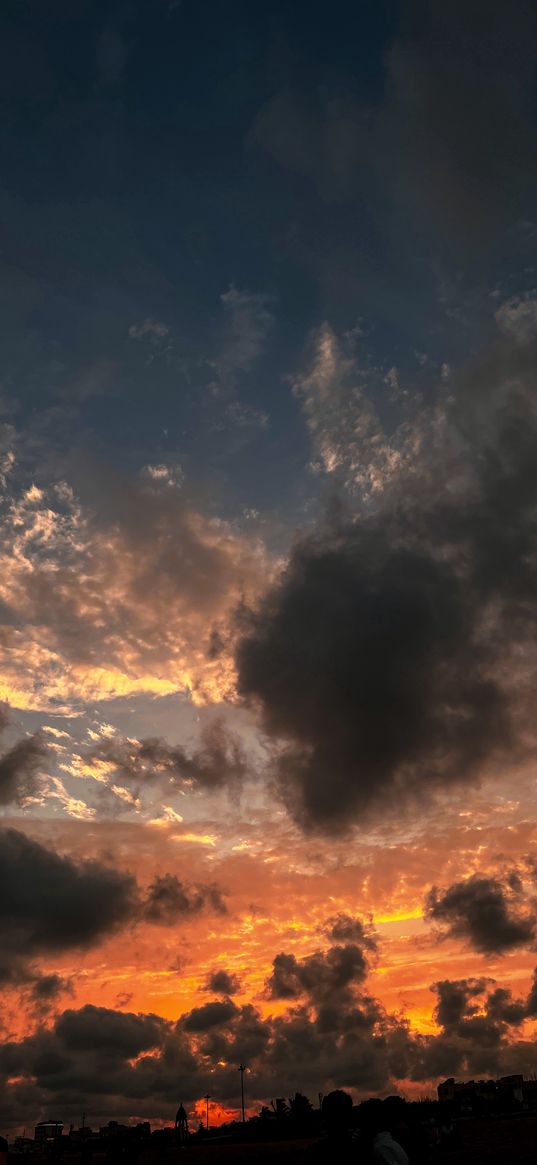 sky, dusk, clouds, nature, dark