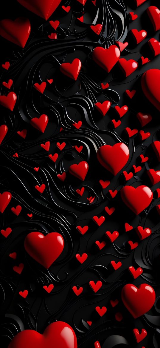 heart, binding, black, red, love