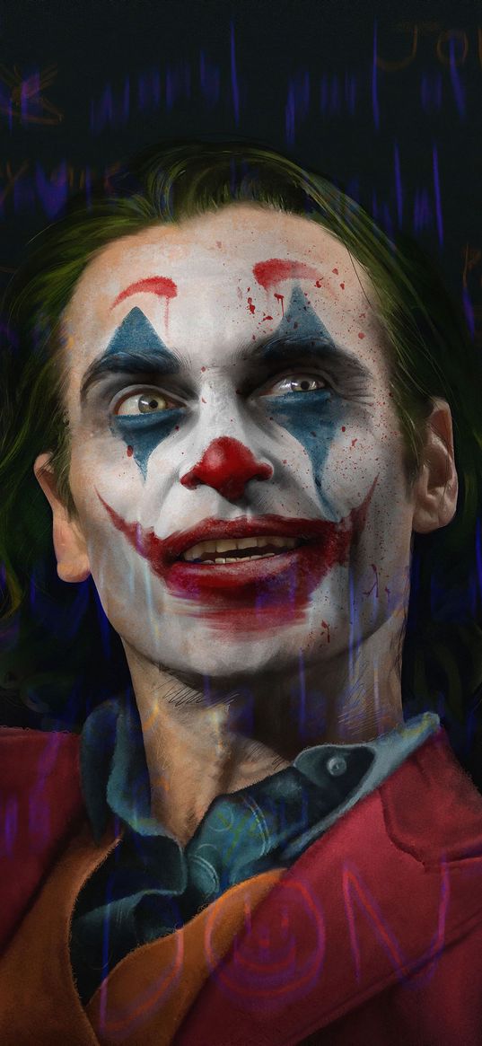 joker, villain, dc, clown, makeup, graffiti, art