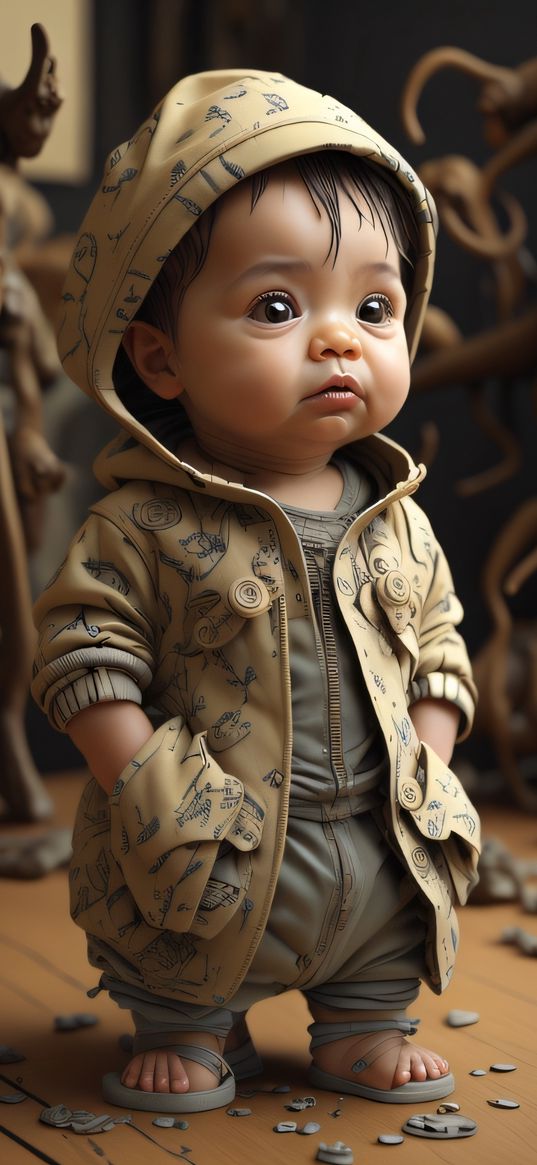 baby, boy, hoodie, cute, ai, art