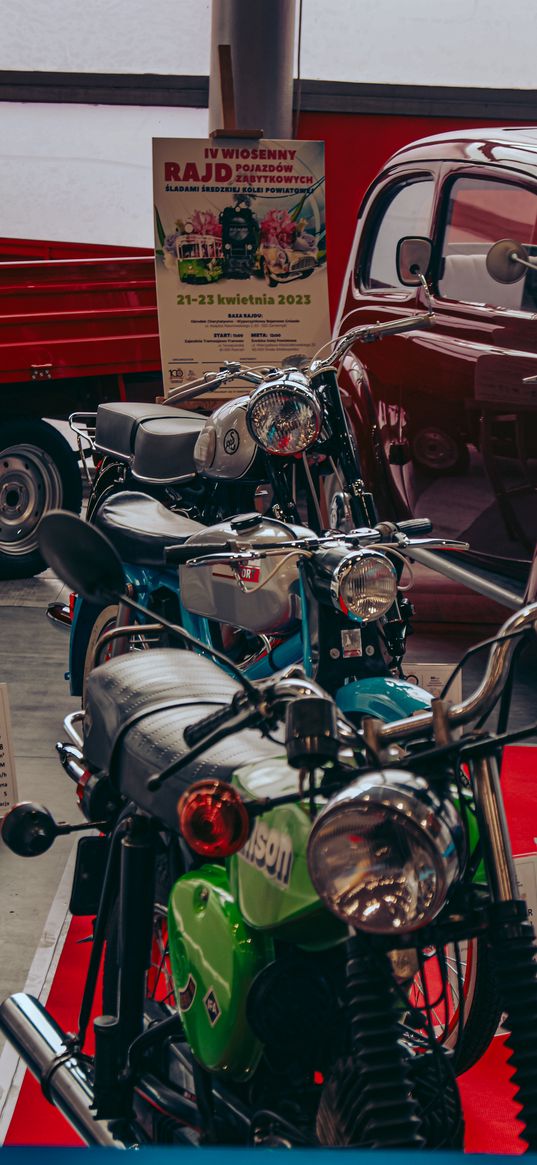 motorcycle, car, old, vintage