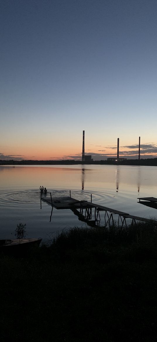 summer, river, village, volga, night