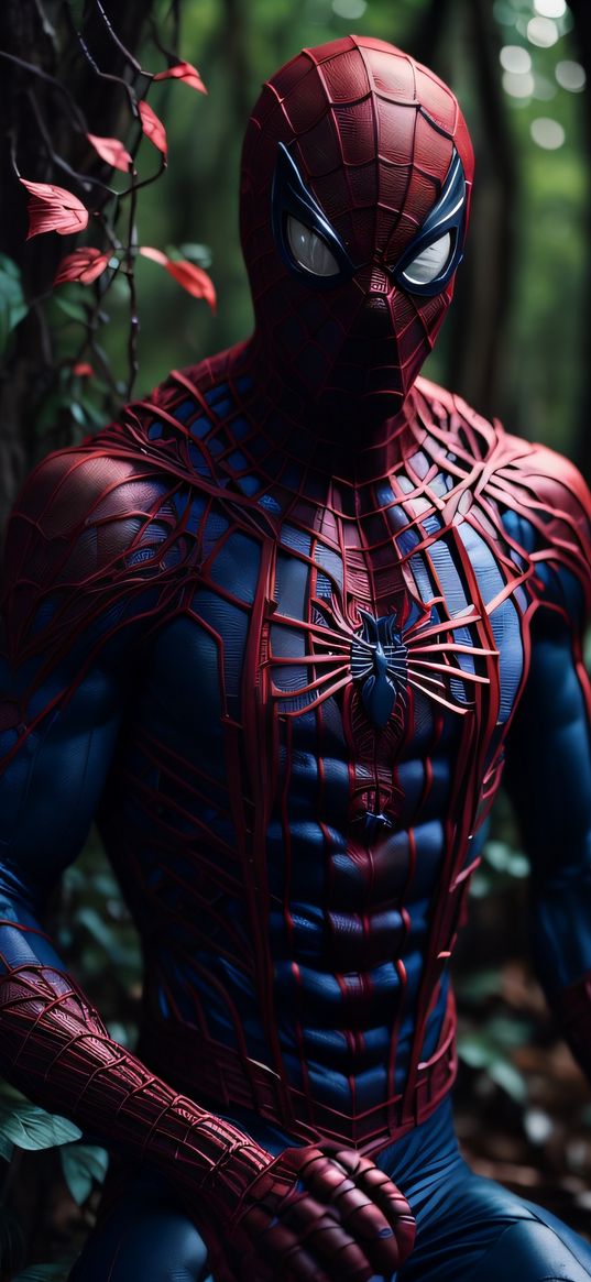 spider-man, fantasy, portrait, forest