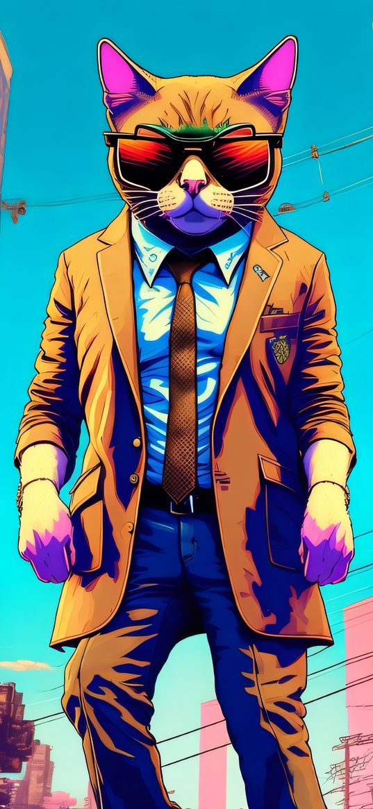 gangster cat, gta5, portrait, suit, glasses