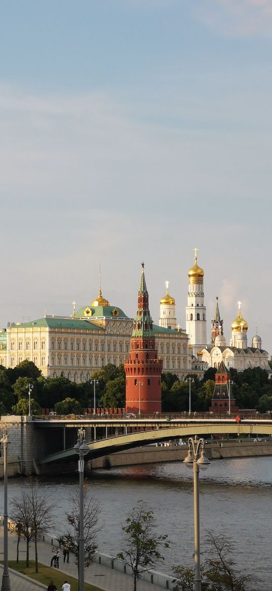 moscow, kremlin, summer, sunset, city, bridge