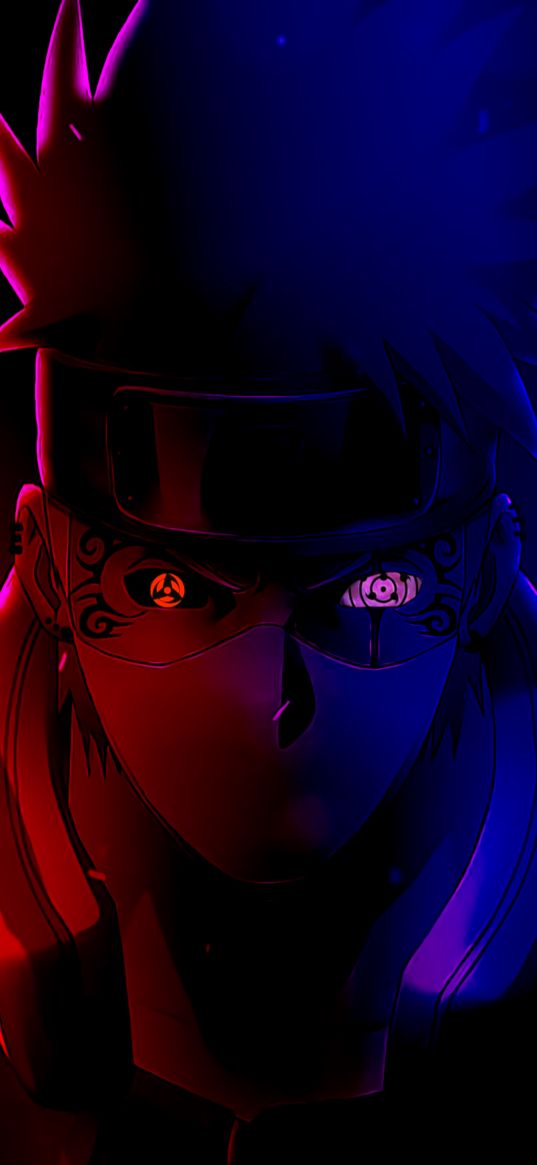 kakashi, anime, sharingan, rinnegan, cartoon