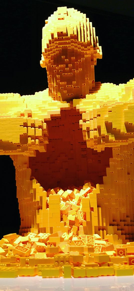 lego, sculpture, yellow, man, black