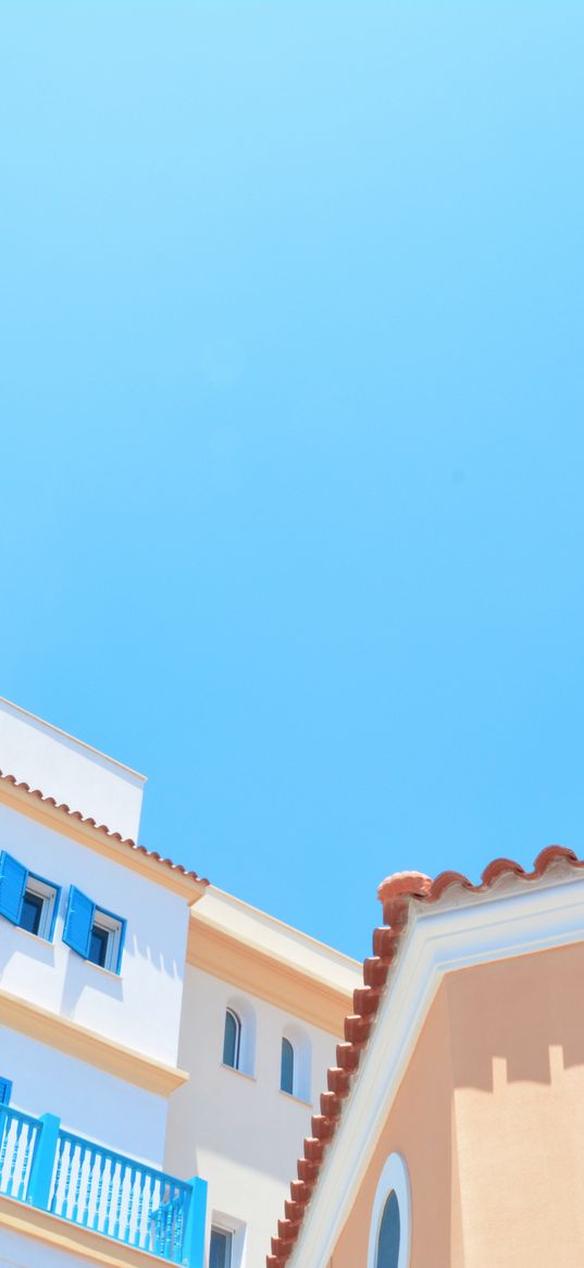 buildings, tiles, windows, bottom view