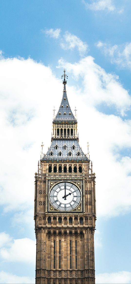 big ben, clock, london, england, sky, clouds