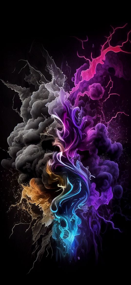 smoke, multicolored, ai, art