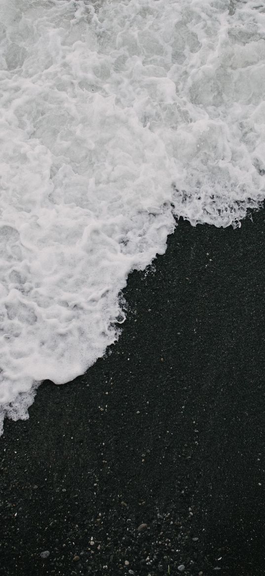 sea, sand, coast, waves, foam, white, dark