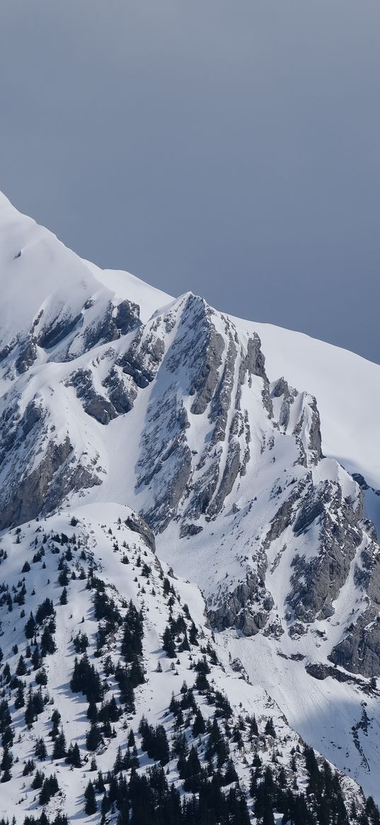 mountains, snow, slopes, landscape