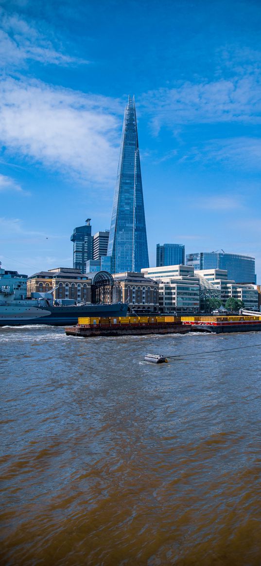 buildings, embankment, port, ship