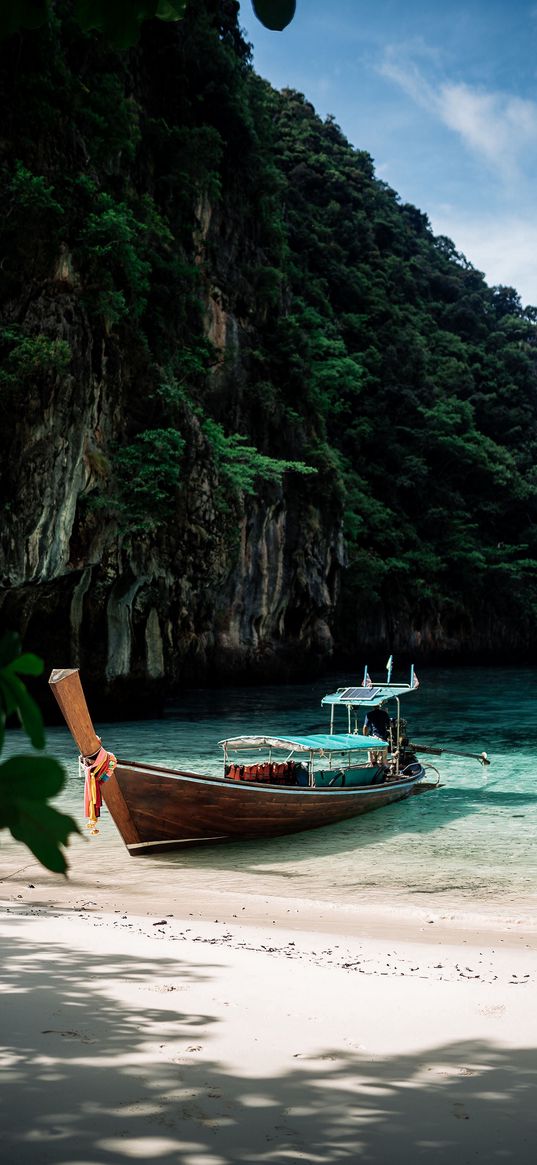 boat, beach, water, sea, rock