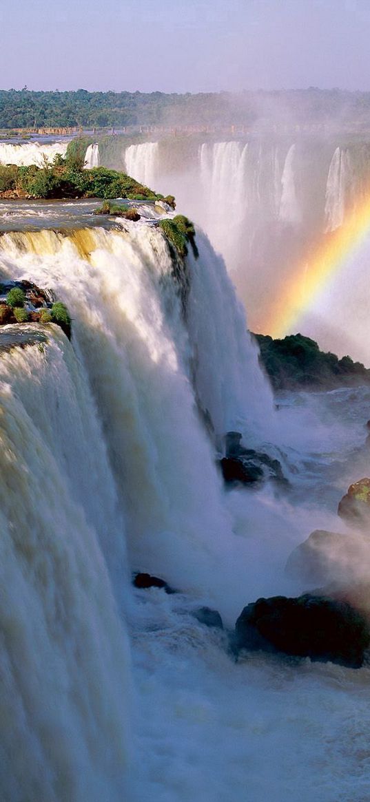 iguassu falls, argentina, rainbow, vegetation