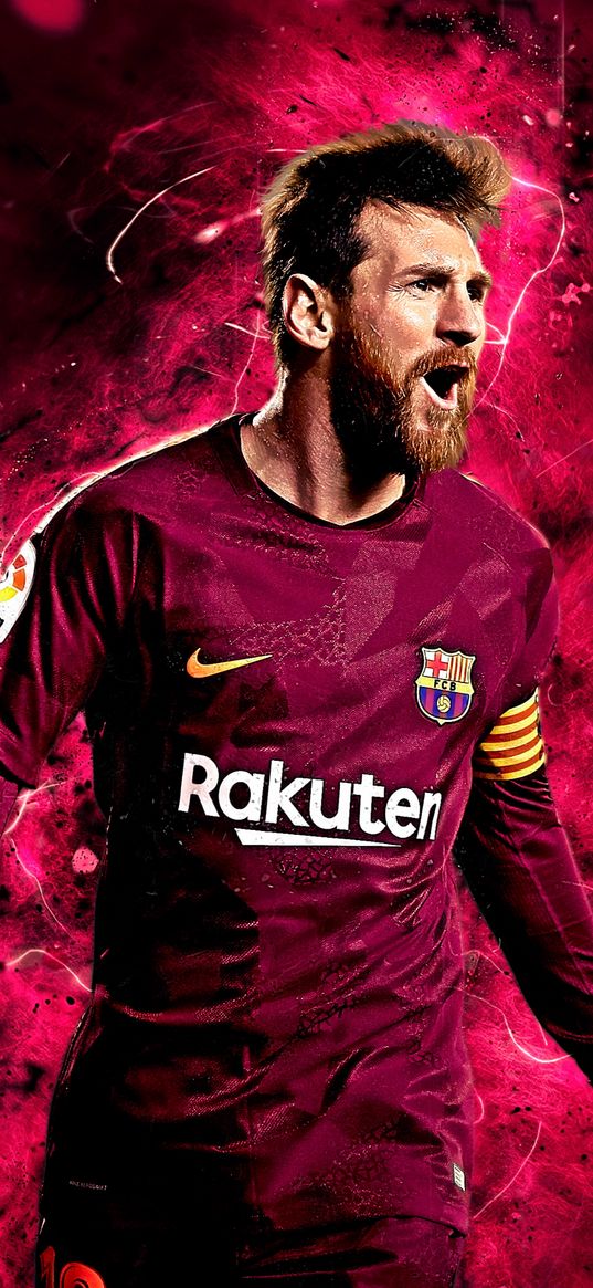 messi, footballer, lines, lightning, pink, glow