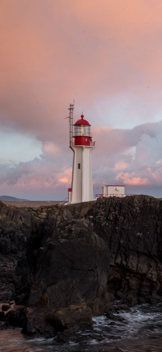 lighthouse, rock, cliff, sea